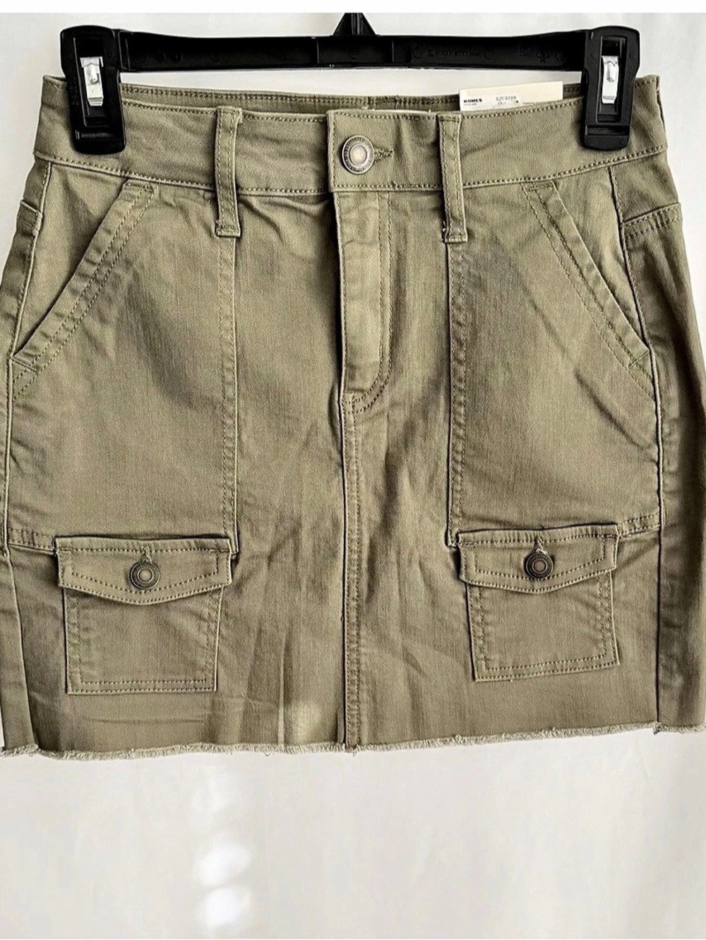 Olive Green Cargo Mini Skirt High Waist Utility Pockets Size 24W NWT